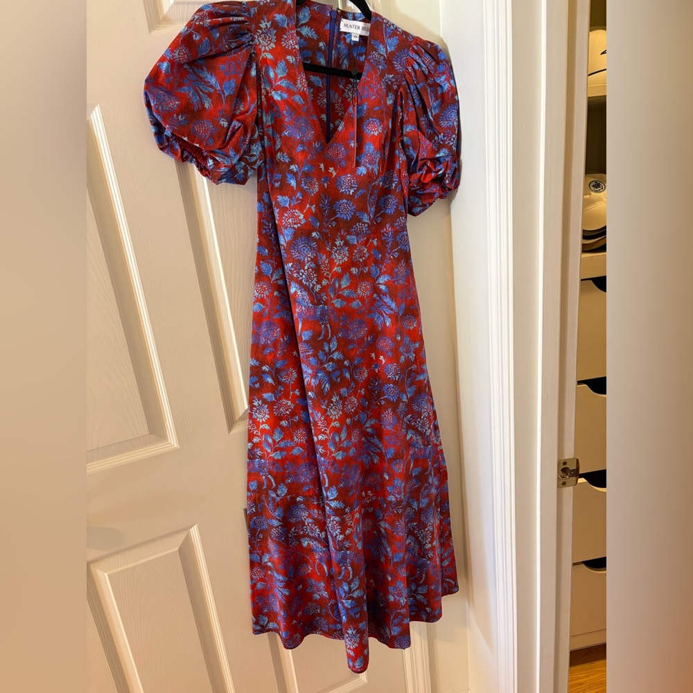 HUNTER BELL Red and Blue Long Sleeve Dress